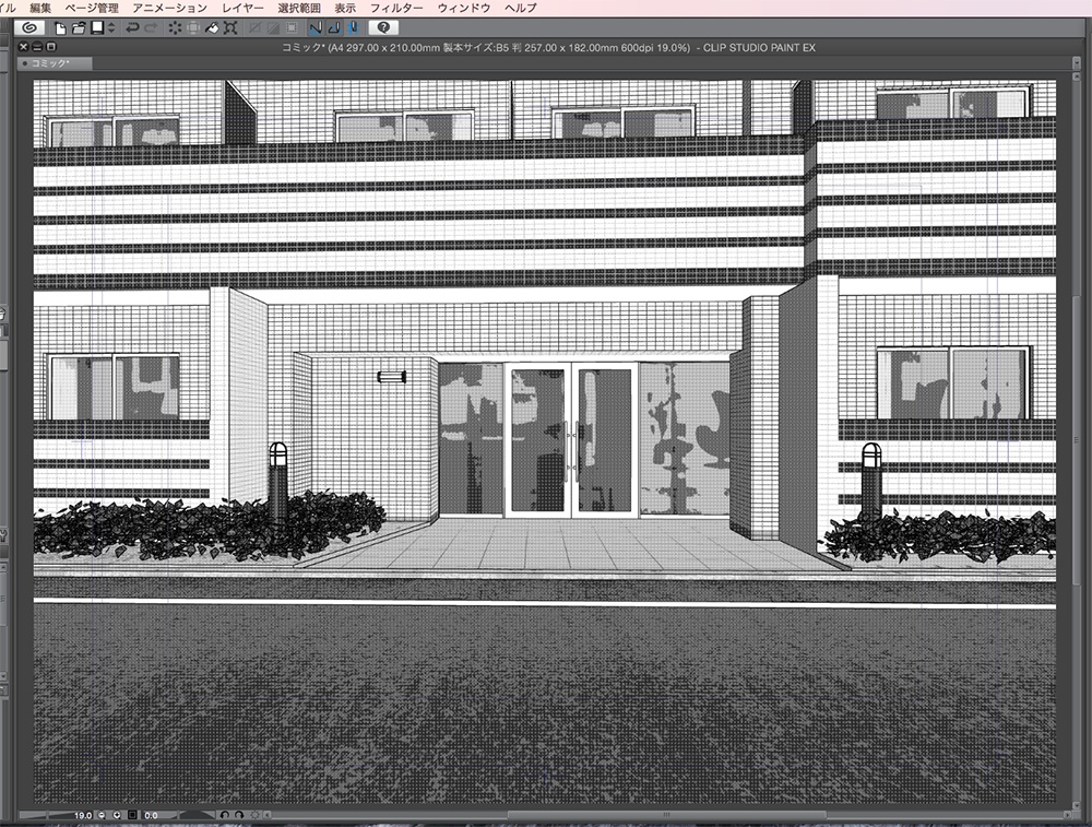 漫画背景用3D素材「マンション_18」(CLIP STUDIO用 3Dオブジェクト.cs3o)