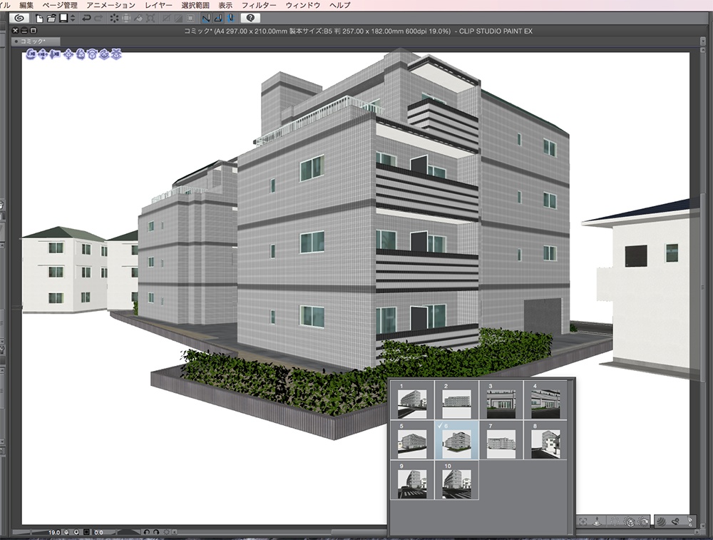 漫画背景用3D素材「マンション_18」(CLIP STUDIO用 3Dオブジェクト.cs3o)
