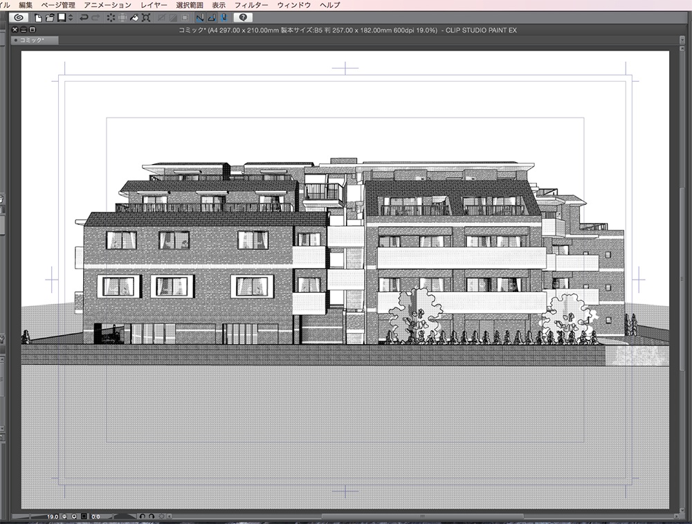漫画背景用3D素材「マンション_FS」(CLIP STUDIO用 3Dオブジェクト.cs3o)