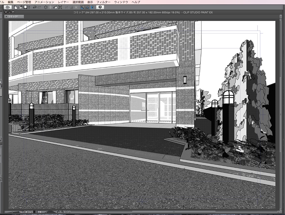 漫画背景用3D素材「マンション_FS」(CLIP STUDIO用 3Dオブジェクト.cs3o)