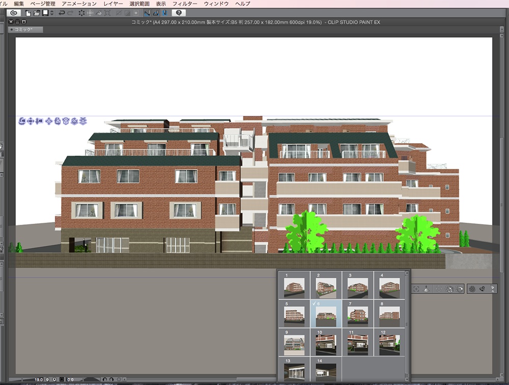 漫画背景用3D素材「マンション_FS」(CLIP STUDIO用 3Dオブジェクト.cs3o)