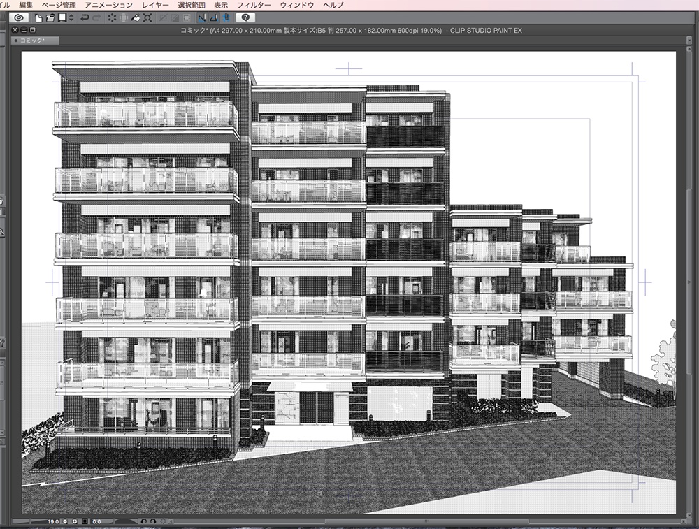 漫画背景用3D素材「マンション_MK」(CLIP STUDIO用 3Dオブジェクト.cs3o)