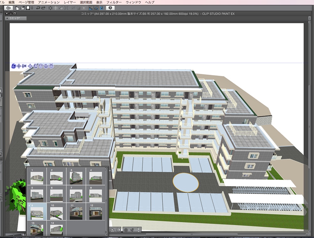 漫画背景用3D素材「マンション_MK」(CLIP STUDIO用 3Dオブジェクト.cs3o)