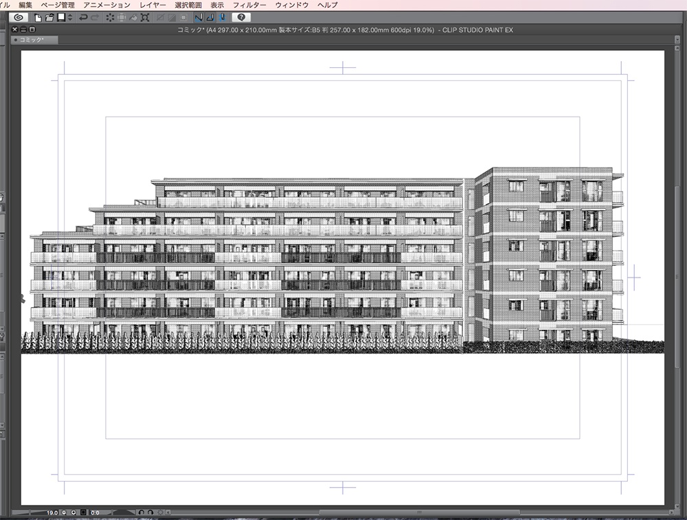 漫画背景用3D素材「マンション_MK」(CLIP STUDIO用 3Dオブジェクト.cs3o)