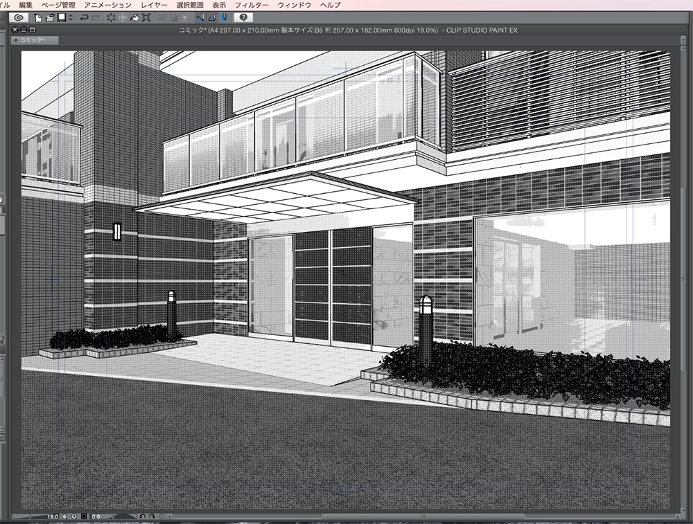 漫画背景用3D素材「マンション_MK」(CLIP STUDIO用 3Dオブジェクト.cs3o)