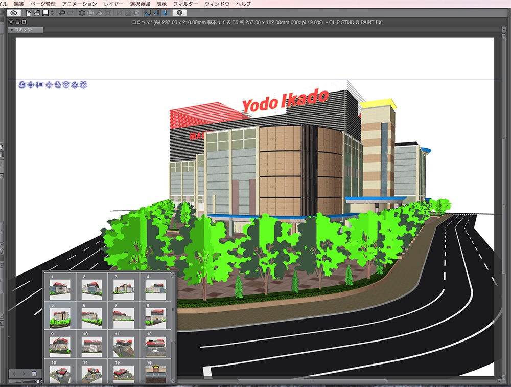 漫画背景用3D素材「ショッピングモール」(CLIP STUDIO用 3Dオブジェクト.cs3o)