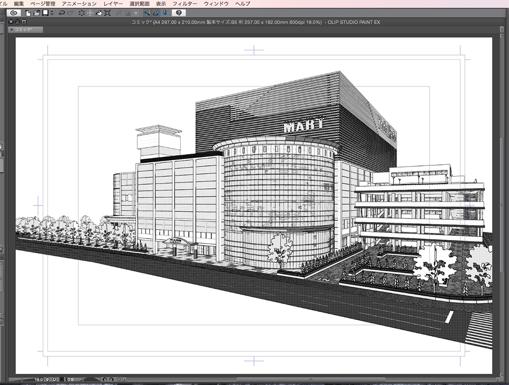 漫画背景用3D素材「ショッピングモール」(CLIP STUDIO用 3Dオブジェクト.cs3o)