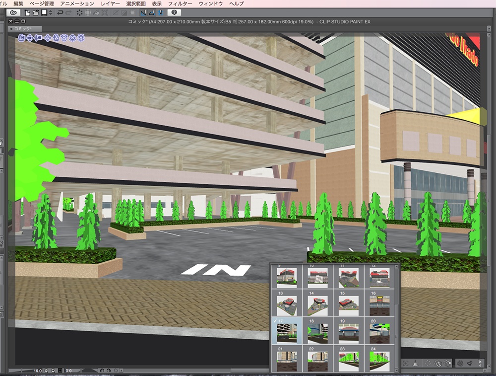 漫画背景用3D素材「ショッピングモール」(CLIP STUDIO用 3Dオブジェクト.cs3o)