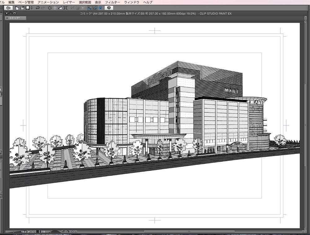 漫画背景用3D素材「ショッピングモール」(CLIP STUDIO用 3Dオブジェクト.cs3o)