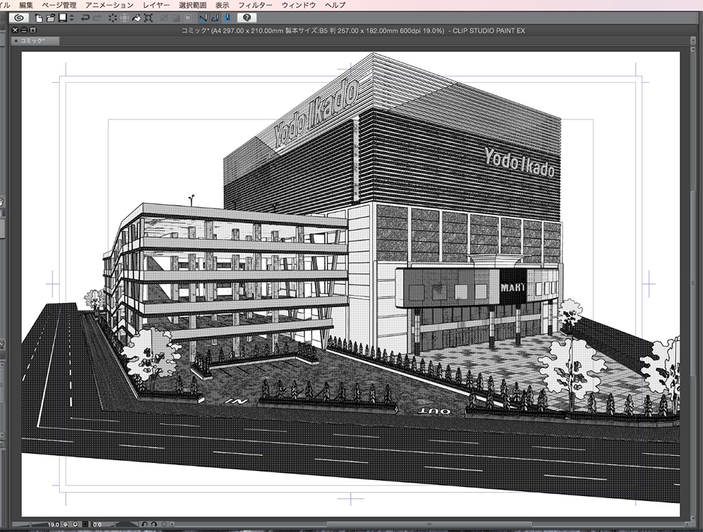 漫画背景用3D素材「ショッピングモール」(CLIP STUDIO用 3Dオブジェクト.cs3o)