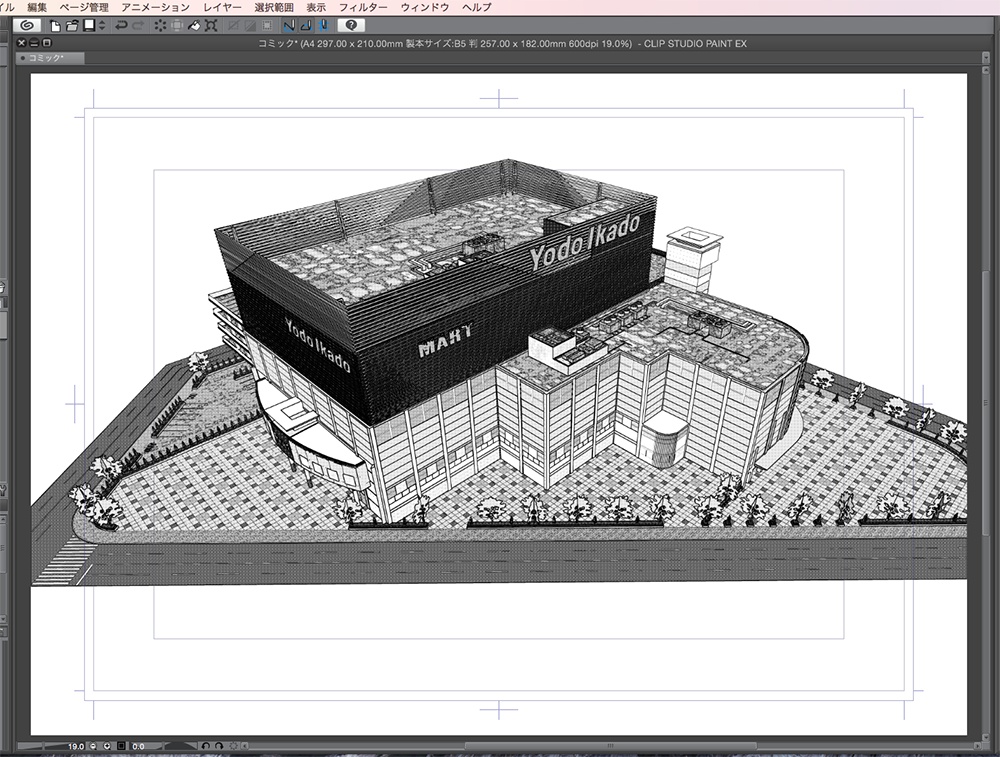 漫画背景用3D素材「ショッピングモール」(CLIP STUDIO用 3Dオブジェクト.cs3o)