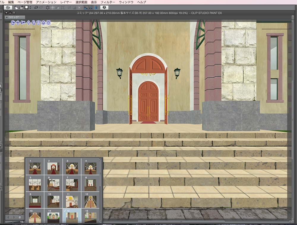 漫画背景用3D素材「チャペル」(CLIP STUDIO用 3Dオブジェクト.cs3o)