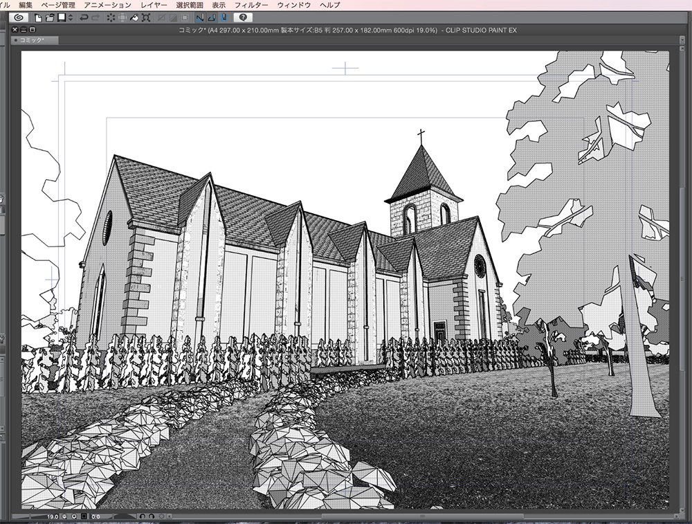 漫画背景用3D素材「チャペル」(CLIP STUDIO用 3Dオブジェクト.cs3o)