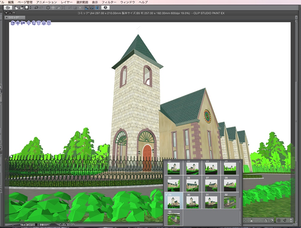 漫画背景用3D素材「チャペル」(CLIP STUDIO用 3Dオブジェクト.cs3o)