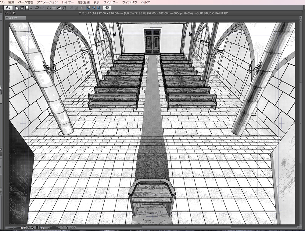 漫画背景用3D素材「チャペル」(CLIP STUDIO用 3Dオブジェクト.cs3o)