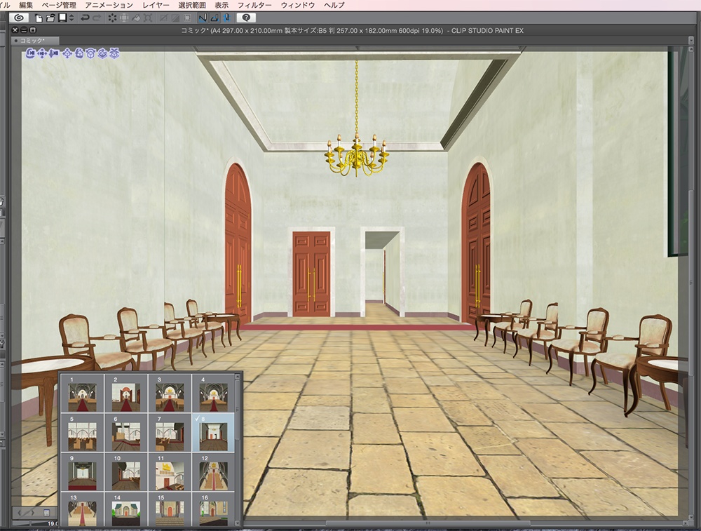 漫画背景用3D素材「チャペル」(CLIP STUDIO用 3Dオブジェクト.cs3o)