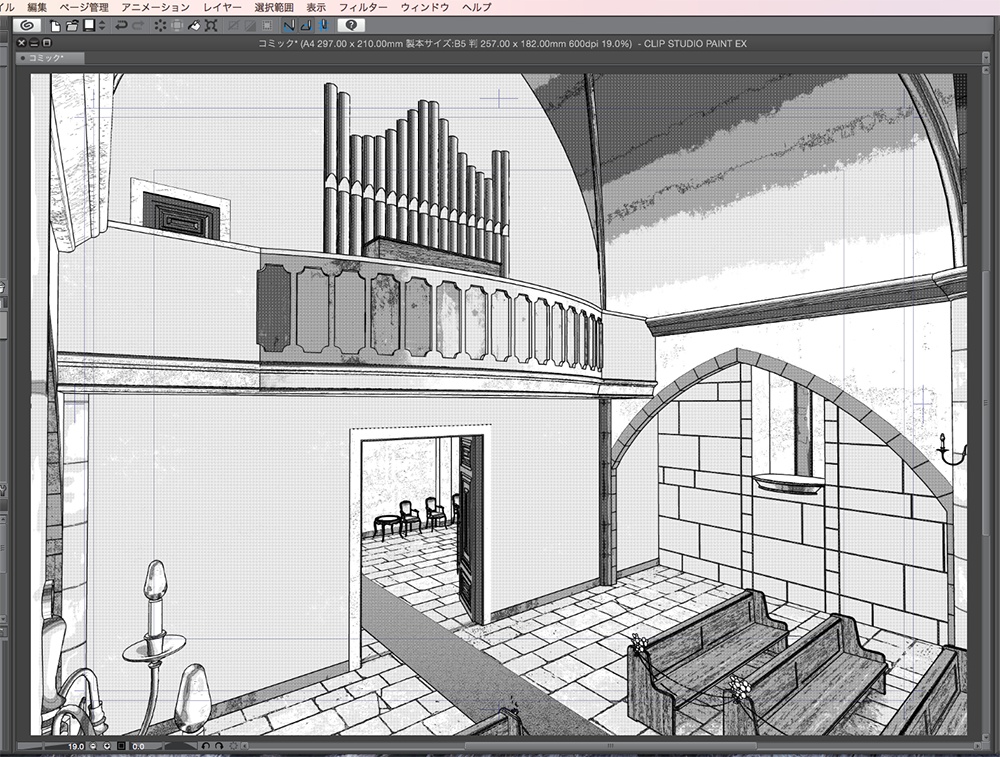 漫画背景用3D素材「チャペル」(CLIP STUDIO用 3Dオブジェクト.cs3o)