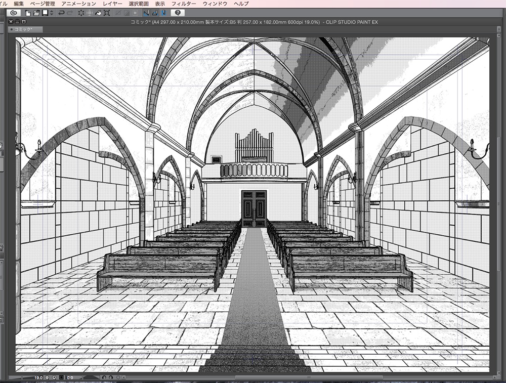 漫画背景用3D素材「チャペル」(CLIP STUDIO用 3Dオブジェクト.cs3o)