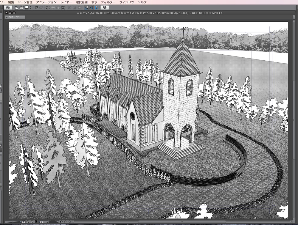 漫画背景用3D素材「チャペル」(CLIP STUDIO用 3Dオブジェクト.cs3o)