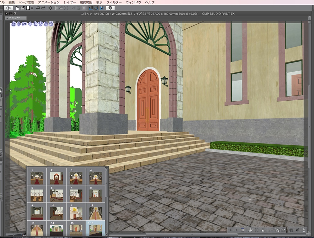 漫画背景用3D素材「チャペル」(CLIP STUDIO用 3Dオブジェクト.cs3o)