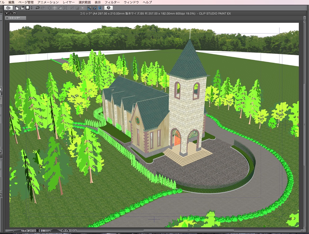 漫画背景用3D素材「チャペル」(CLIP STUDIO用 3Dオブジェクト.cs3o)