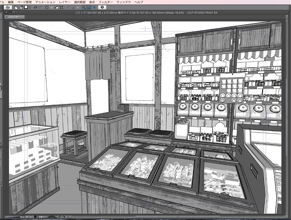 漫画背景用3D素材「駄菓子屋」(CLIP STUDIO用 3Dオブジェクト.cs3o)