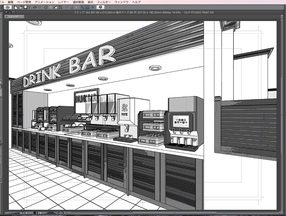 漫画背景用3D素材「ファミレス」(CLIP STUDIO用 3Dオブジェクト.cs3o)