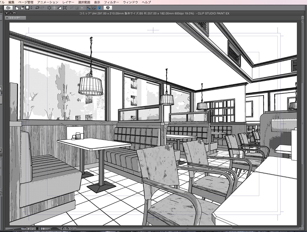 漫画背景用3D素材「ファミレス」(CLIP STUDIO用 3Dオブジェクト.cs3o)