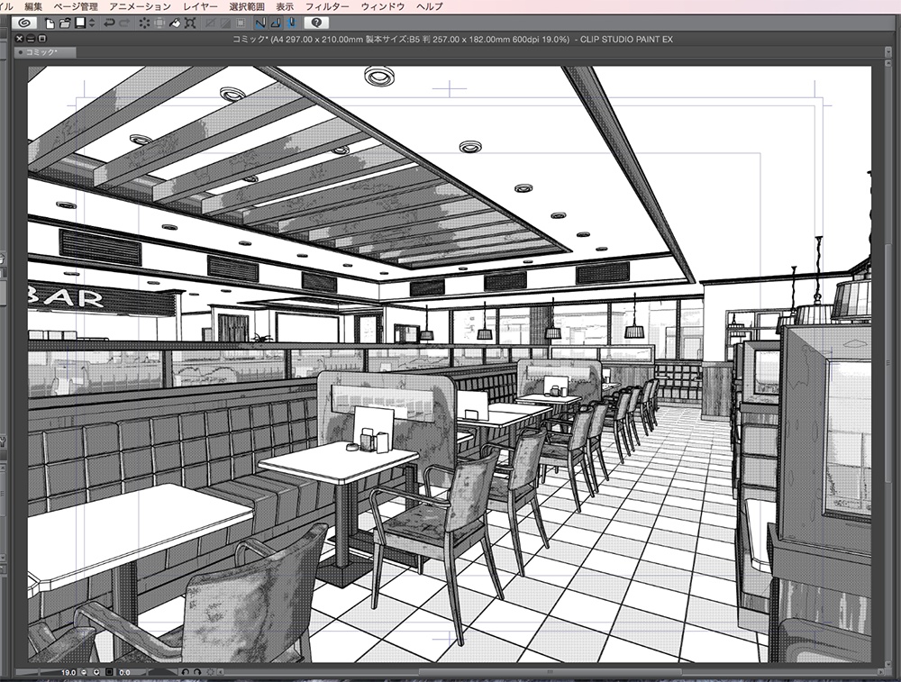 漫画背景用3D素材「ファミレス」(CLIP STUDIO用 3Dオブジェクト.cs3o)