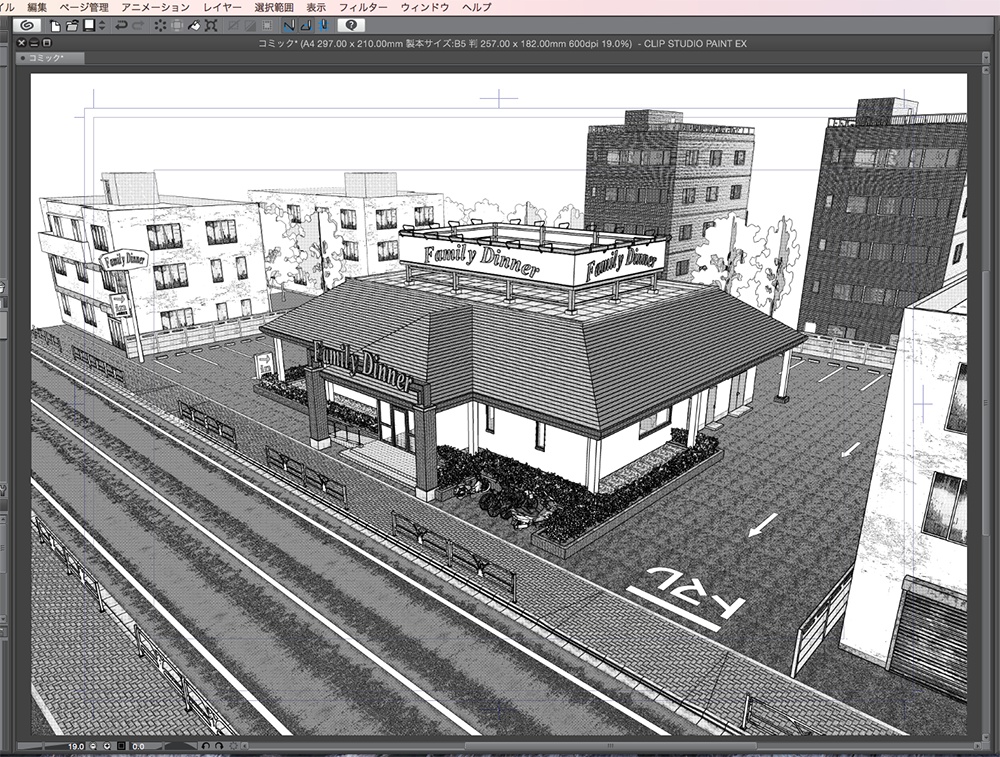 漫画背景用3D素材「ファミレス」(CLIP STUDIO用 3Dオブジェクト.cs3o)