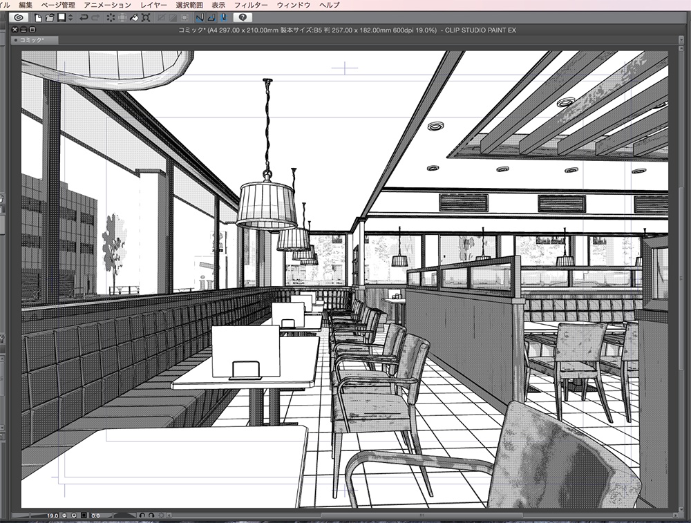 漫画背景用3D素材「ファミレス」(CLIP STUDIO用 3Dオブジェクト.cs3o)