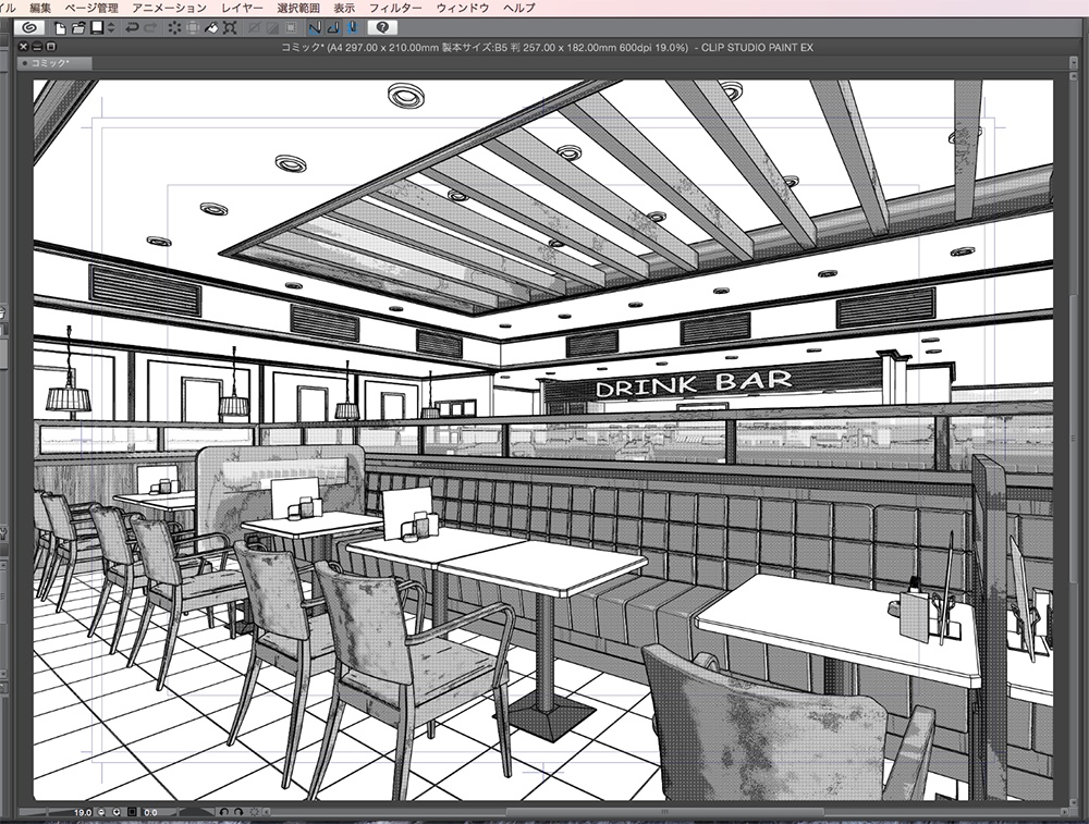 漫画背景用3D素材「ファミレス」(CLIP STUDIO用 3Dオブジェクト.cs3o)