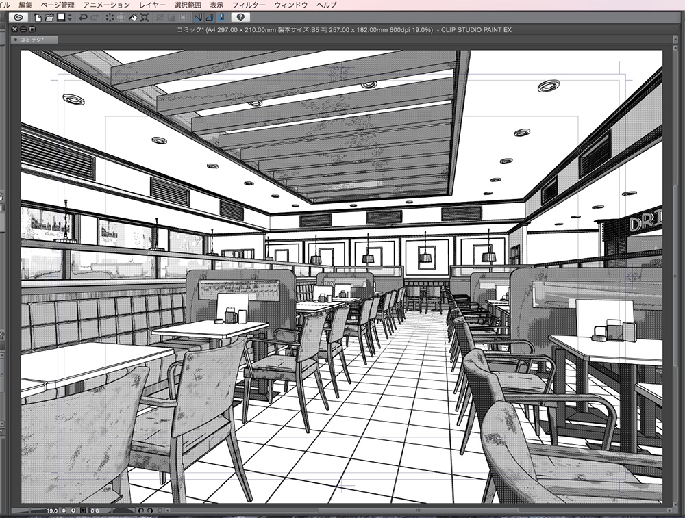 漫画背景用3D素材「ファミレス」(CLIP STUDIO用 3Dオブジェクト.cs3o)