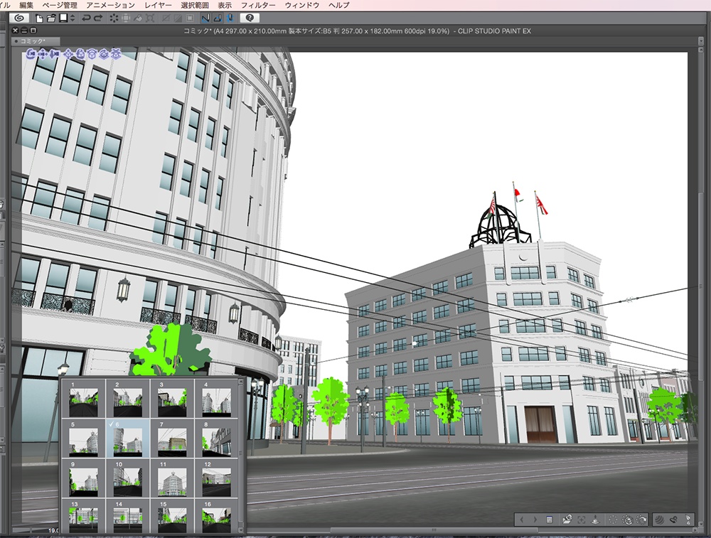 漫画背景用3D素材「昭和初期の銀座」(CLIP STUDIO用 3Dオブジェクト.cs3o)