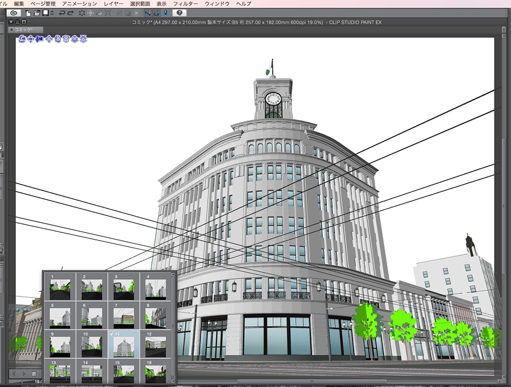 漫画背景用3D素材「昭和初期の銀座」(CLIP STUDIO用 3Dオブジェクト.cs3o)