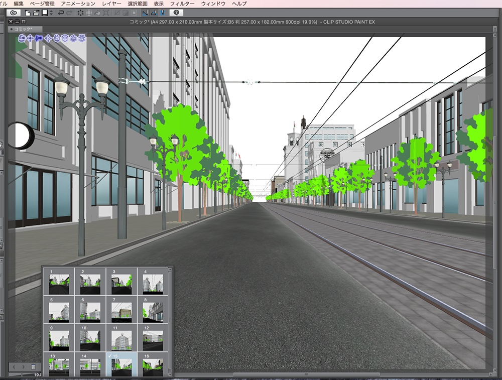 漫画背景用3D素材「昭和初期の銀座」(CLIP STUDIO用 3Dオブジェクト.cs3o)