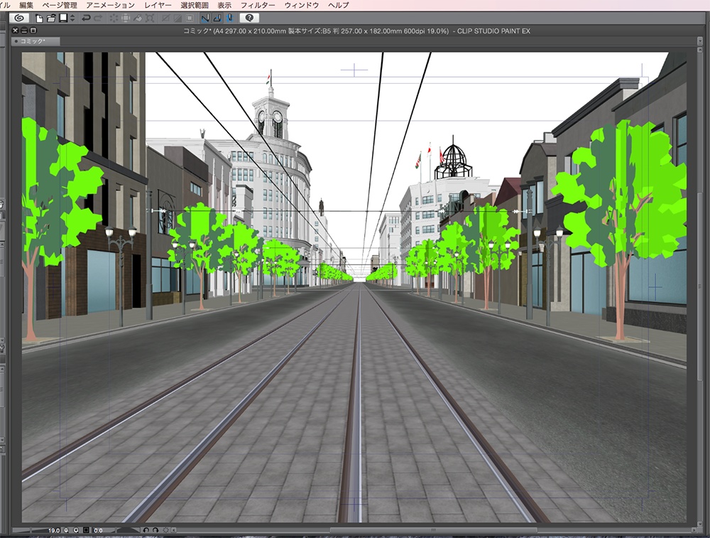 漫画背景用3D素材「昭和初期の銀座」(CLIP STUDIO用 3Dオブジェクト.cs3o)