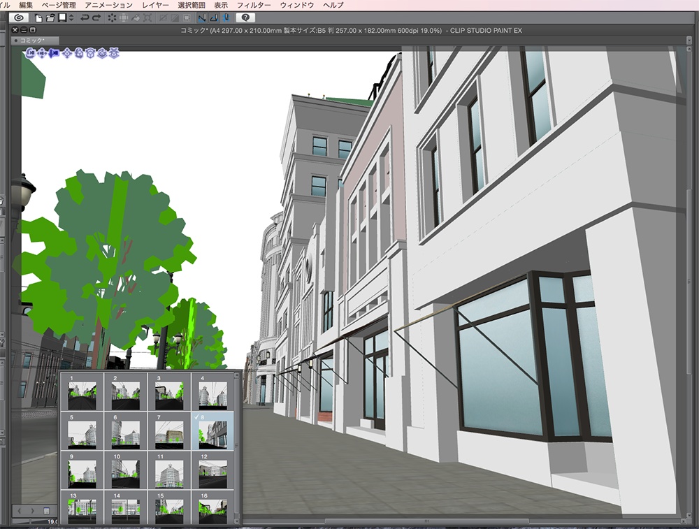漫画背景用3D素材「昭和初期の銀座」(CLIP STUDIO用 3Dオブジェクト.cs3o)