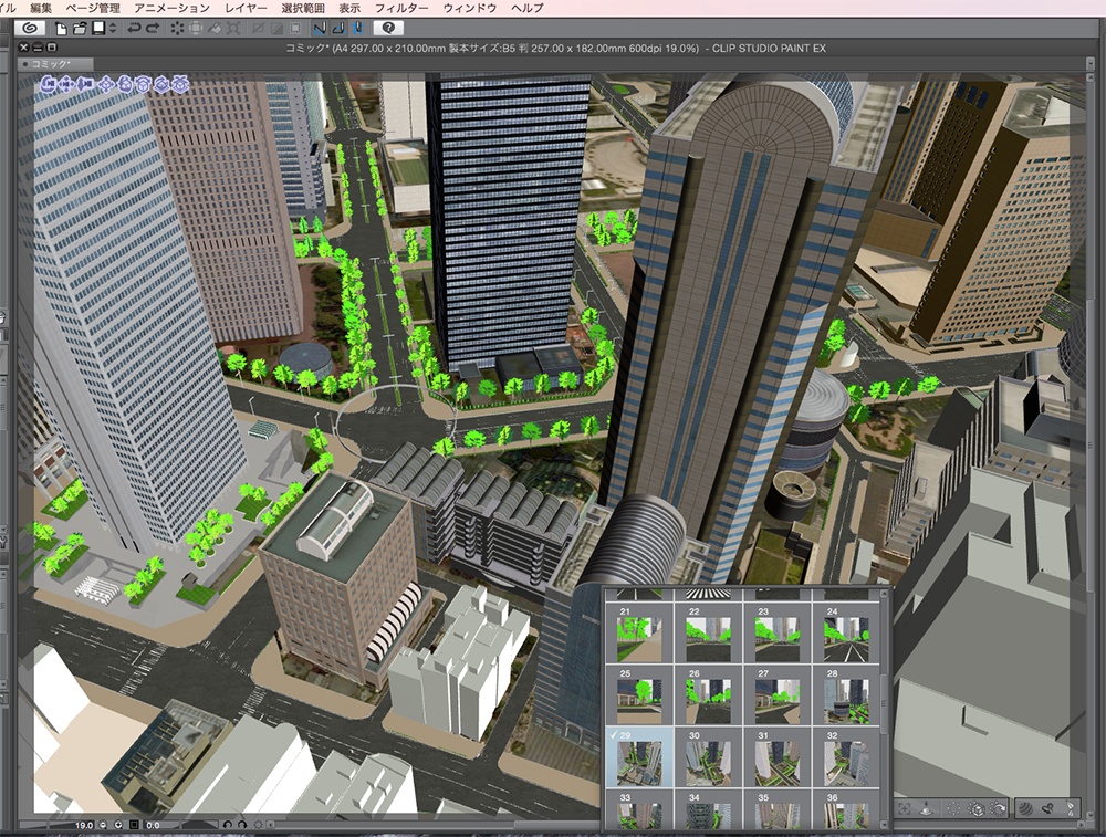 漫画背景用3D素材「西新宿高層ビル」(CLIP STUDIO用 3Dオブジェクト.cs3o)