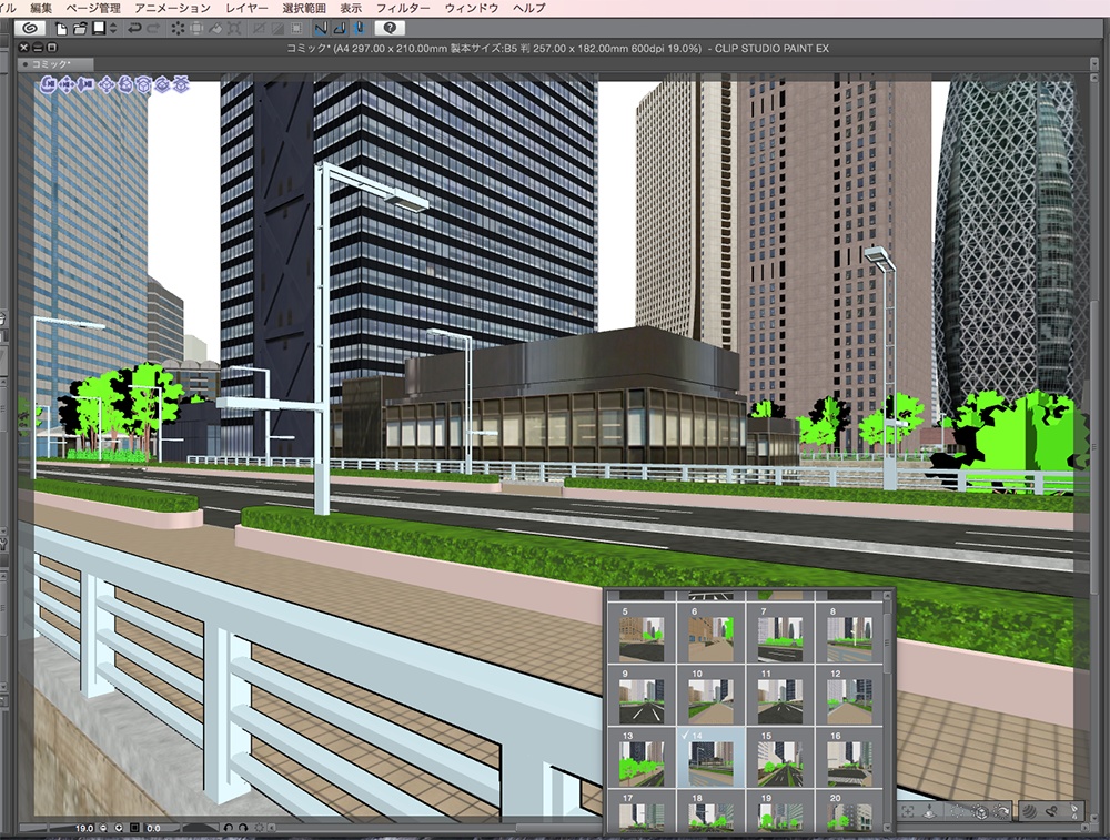 漫画背景用3D素材「西新宿高層ビル」(CLIP STUDIO用 3Dオブジェクト.cs3o)