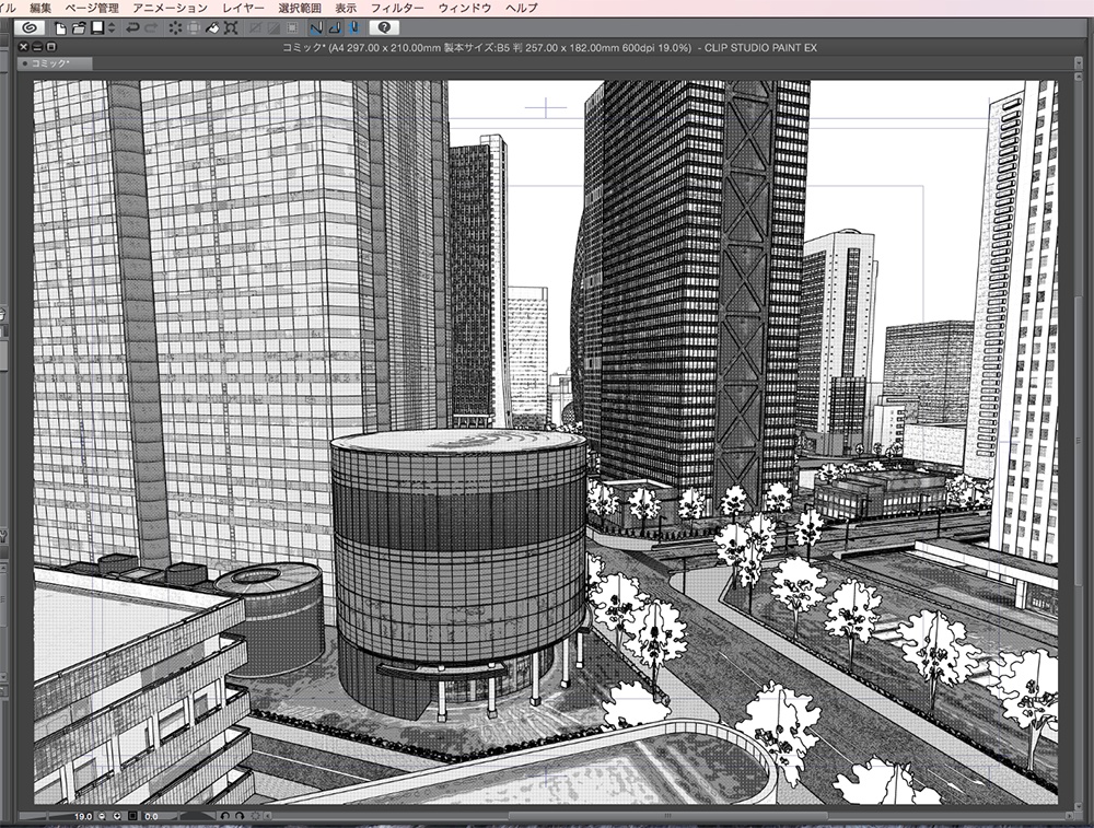 漫画背景用3D素材「西新宿高層ビル」(CLIP STUDIO用 3Dオブジェクト.cs3o)