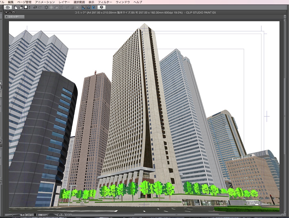 漫画背景用3D素材「西新宿高層ビル」(CLIP STUDIO用 3Dオブジェクト.cs3o)