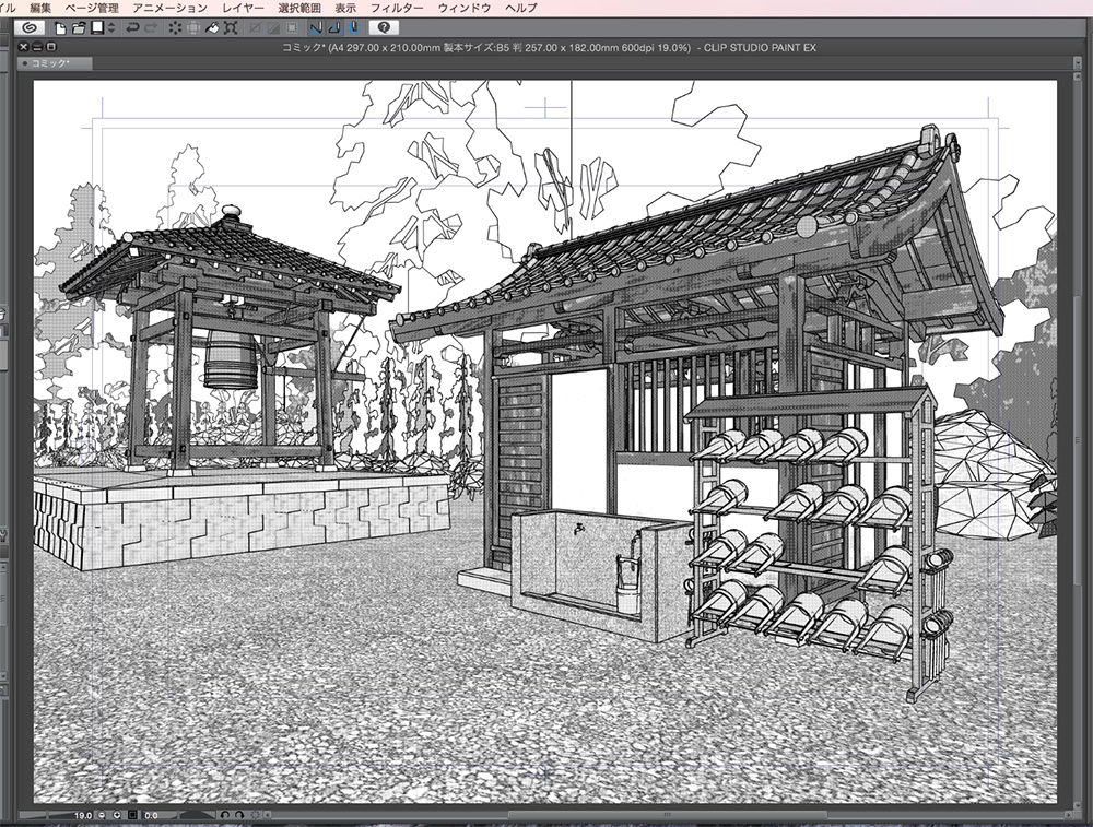 漫画背景用3D素材「寺院」(CLIP STUDIO用 3Dオブジェクト.cs3o)