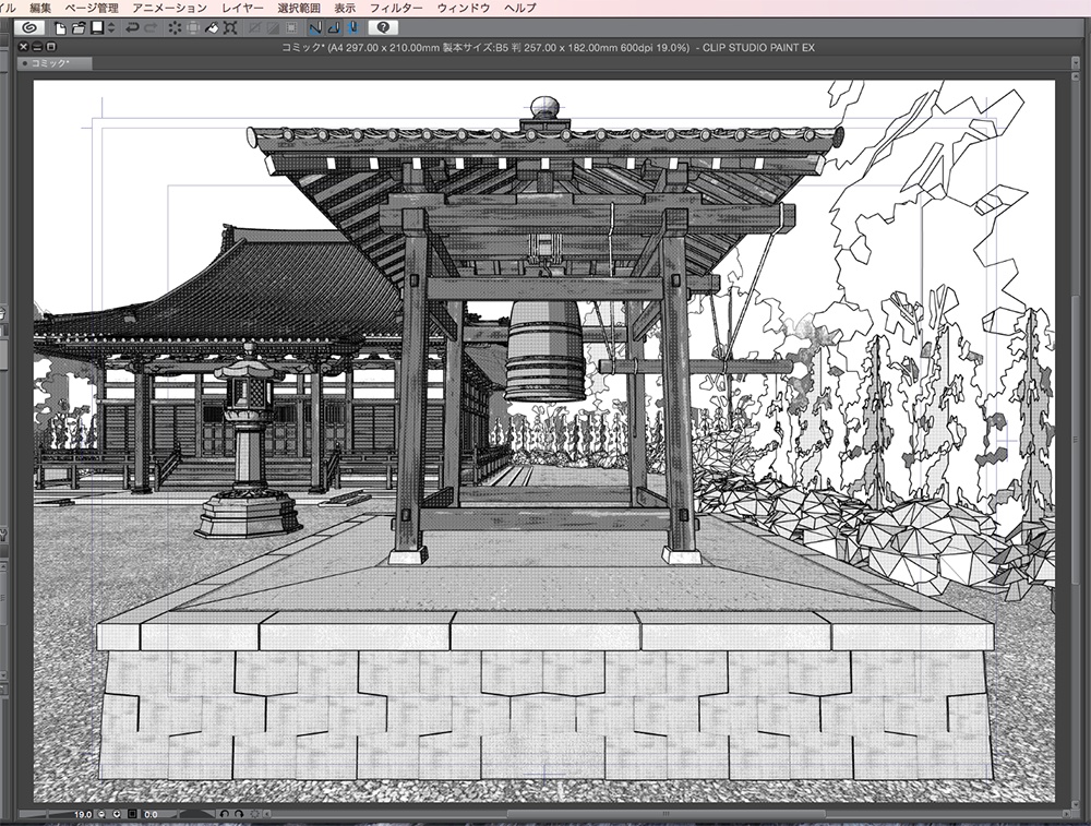 漫画背景用3D素材「寺院」(CLIP STUDIO用 3Dオブジェクト.cs3o)