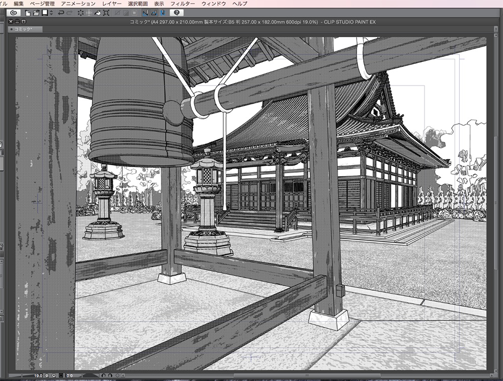 漫画背景用3D素材「寺院」(CLIP STUDIO用 3Dオブジェクト.cs3o)
