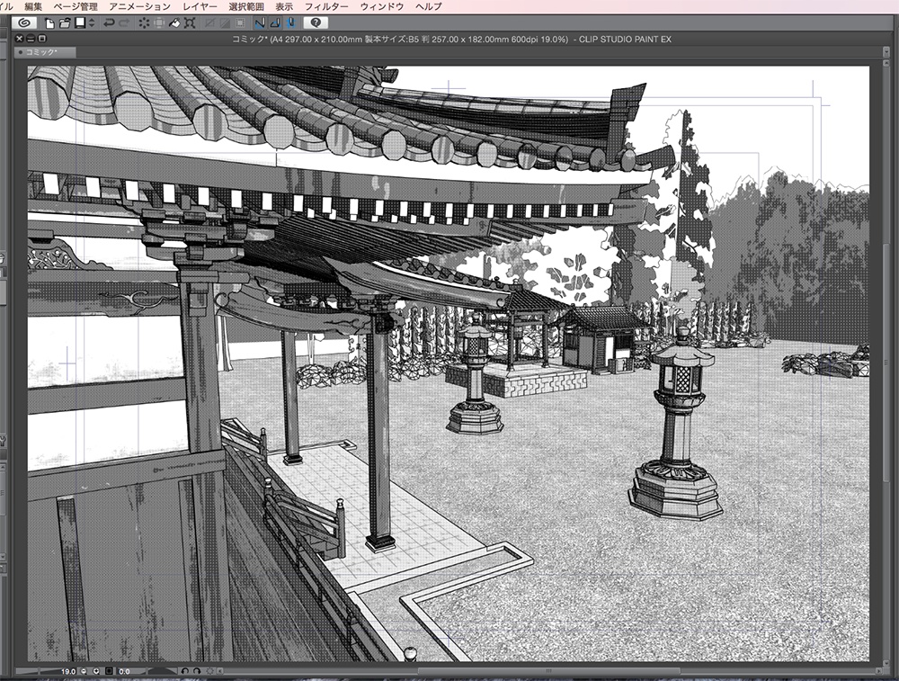 漫画背景用3D素材「寺院」(CLIP STUDIO用 3Dオブジェクト.cs3o)