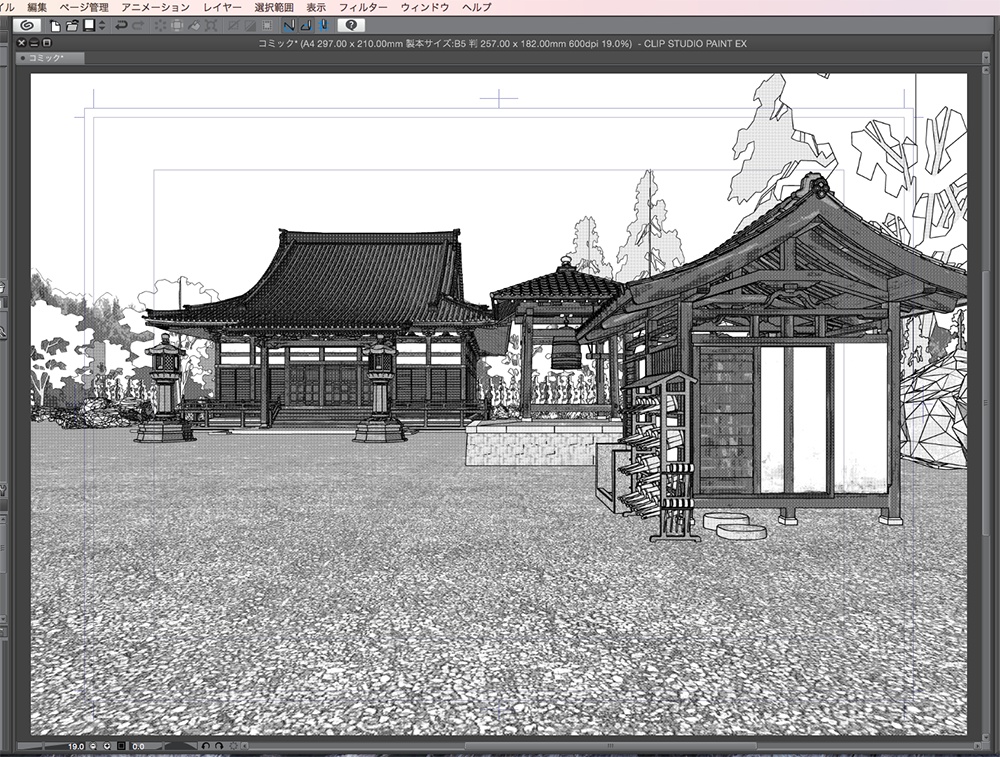 漫画背景用3D素材「寺院」(CLIP STUDIO用 3Dオブジェクト.cs3o)