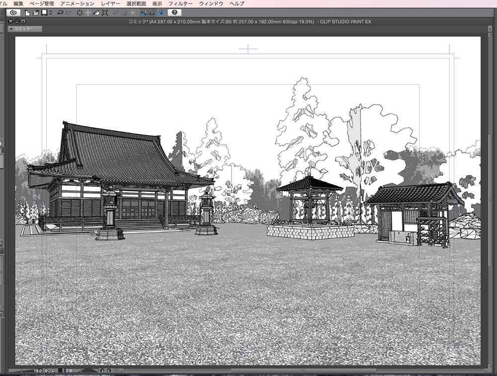 漫画背景用3D素材「寺院」(CLIP STUDIO用 3Dオブジェクト.cs3o)