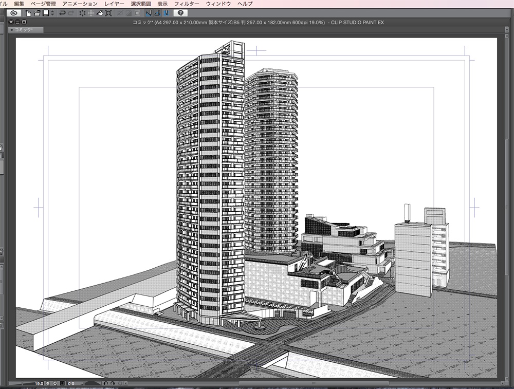 漫画背景用3D素材「タワーマンション」(CLIP STUDIO用 3Dオブジェクト.cs3o)