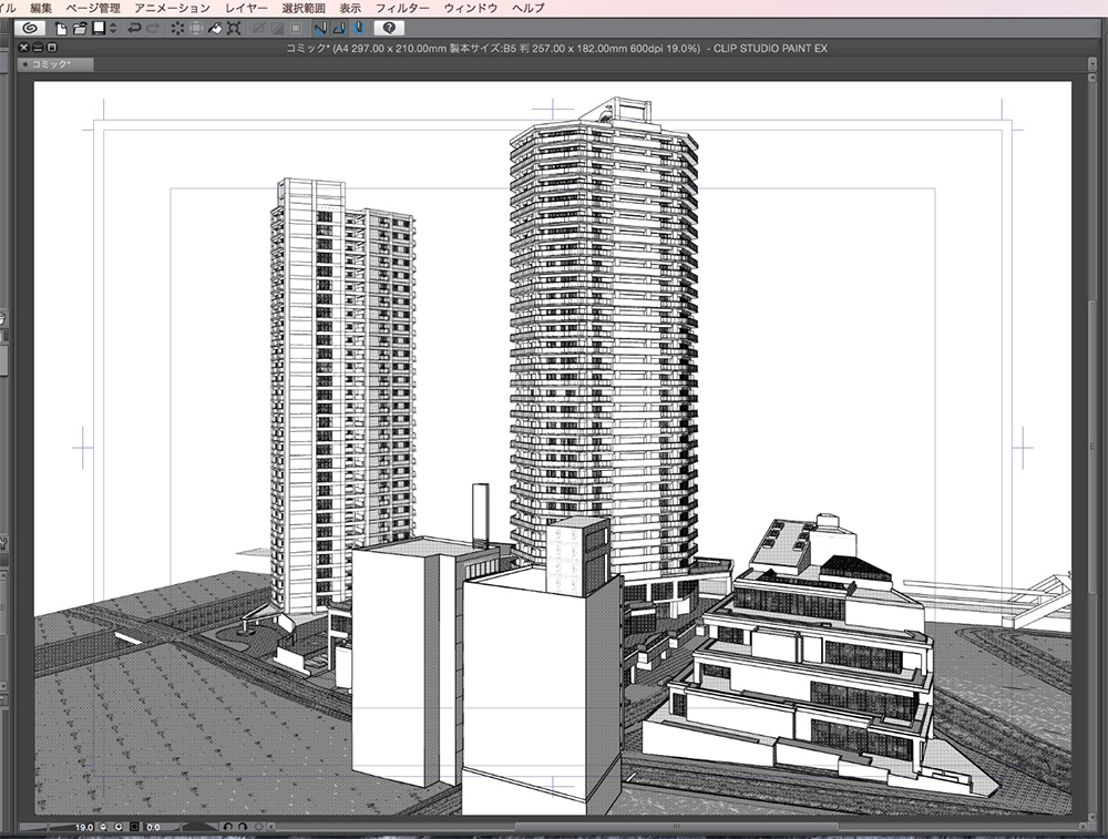 漫画背景用3D素材「タワーマンション」(CLIP STUDIO用 3Dオブジェクト.cs3o)